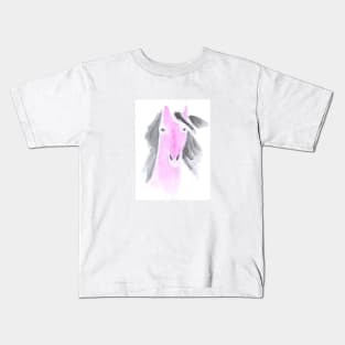 horse, pink, animal, cute, steed, horse racing, animal, bright, watercolor, painting, art, Kids T-Shirt